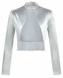 Belle Poque Damen Vintage Satin Bolero Lange Ärmel Offen Vorne Gerafften Saum Shrug für Abend Party