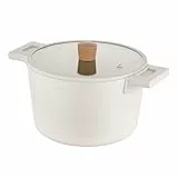 FLORINA Nube Aluminium-Topf | 24 cm | 5,8 l | Induktionsgeeignet | Kratzfeste Keramikbeschichtung | Soft-Touch-Griff mit Holzoptik | Hitzebeständiger Glasdeckel | Für alle Herdarten & Backofen