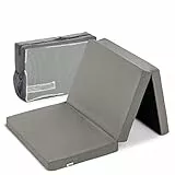 hauck Faltmatratze für Kinderreisebetten mit Tragetasche 120x60x5 cm, Klein Zusammenklappbar, Kompatibel mit Dream N Play Plus, Sleep N Play Go Plus, Play N Relax Center (Sleeper, Grey)