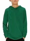 Haloumoning Jungen Kapuzenpullover Langarm Einfarbig Hoodie Kinder Regular Fit Basic Hooded Sweatshirt 5-14 Jahre, Dunkelgrün, 11-12 Jahre