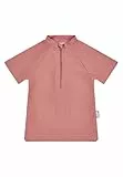 Sterntaler Badeshirt Kurzarm Uni – UV-Schutz 50+ Schwimmshirt – Mädchen Beachwear schnelltrocknend – Kinder Rashguard mit Reißverschluss & Kinnschutz – Rosenholz, Größe 104