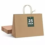 Heimwohl Papiertüten Geschenktüten 25 Stück Braun 41x15x30cm Kraftpapier mit Henkel für Geburtstag, Weihnachten, Hochzeit, Einzelhandel, DIY