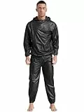 Freebily Herren Sauna-Anzug Athletics Schwitzanzug Schweißanzug Sweatsuit Für Fitness Boxen MMA Training Gewichtsverlust A Schwarz S