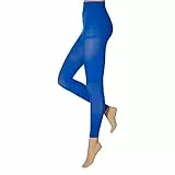 krautwear Damen Mädchen Leggins Leggings 60 den Karneval Fasching Kostüm schwarz rot rosa blau (blau-LXL)