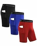 Roadbox 3er Pack Herren Kompressionsshorts, Schnelltrocknendes Baselayer Unterhose Tights Kurz Laufunterwäsche (as3, Alpha, x_l, Regular, Regular, Tasche:Schwarz, Rot, Blau)