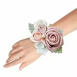YSOJMAN 2 Stück Handgelenk und Schulter Corsage Armband und Boutonniere für Hochzeit Brautjungfer Mutter Großmutter für Brautdusche Hochzeit Künstliche Rosen Blume Abschlussball (Dusty Blush Pink)