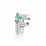 Jokmeo Damen Anfangsbuchstabe F Charm Anhänger in 925 Sterlingsilber mit Schmettermuster, kompatibel mit Pandora sowie europäischen Armbändern und Halsketten, passend für Frauen und Mädchen.