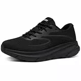 URDAR Laufschuhe für Herren, leicht, lässig, Wanderschuhe, bequem, atmungsaktiv, Tennis-Sneaker, dämpfende Turnschuhe, Tiefschwarz, 43 EU