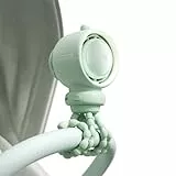 JISULIFE Kinderwagen Ventilator Tragbar, Kleiner Batteriebetriebener Ventilator mit 100 Geschwindigkeiten, Luftreinigungs- und Luftverbesserungstechnologie, Flügellos, Lebensmittelecht – Grün