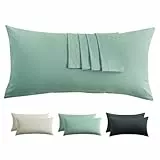 RUIKASI Kissenbezug 40 x 80 Baumwolle 2er Set - Kopfkissenbezug 40x80 Grün mit Reißverschluss Bezug für Kissen 40x80cm Salbeigrün, Cotton Pillow Cover Pillowcase