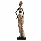 Striegro Afrikanische Statuen für Heimdekoration, afrikanische Kunst-Stammesfrau-Figur – Kunstharz-Stehdekor – 2, 95 x 1, 77 x 12, 80 Zoll.