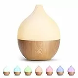 SALKING Aroma Diffuser, 100ml Kleiner Ultraschall Aromatherapie Diffusor für ätherische Öle, mit automatischer Abschaltfunktion, Warmweiß Licht Weiß Holzmaserung Diffusor für Zuhause Büro Oder Yoga
