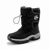 ricema Winterstiefel Herren Damen Winterschuhe Warm Gefüttert Schneestiefel Leicht Wanderschuhe Trekkingschuhe Rutschfest Stiefel,559BK-Schwarz 44 EU