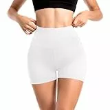 Sanpetix Sports Shorts Damen, High Waist Blickdicht Leggings Shorts für Damen Weiß 1 Pack LXL
