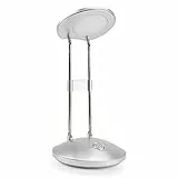 LED Schreibtischlampe, DA LIGHT 3000K Warmweiß LED Tischlampe, 3.6W Nachttisch Leselampe mit Einziehbare Halterungen Silber Tischleuchte Tragbare Bürolampe für Büro, Lesen, Studieren