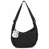 TYXHXTF Umhängetasche Damen, Groß Crossbody Bag Halbmond Tasche mit Verstellbarer Schultergurt, Casual Schultertasche für Arbeit, Reisen, Alltag (Schwarz)