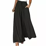 Modaworld Hosenrock Damen Lang Elegant Mit Weites Bein, Palazzo Hose Culotte Sommer Hohe Taille Mit Taschen Haremshose Sommerhose Bequem Leicht Und Luftig Für Freizeit, Strand Und Alltag