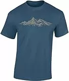 Baddery Wander T-Shirt Herren - „Alpengipfel“ (Denim Blue L)
