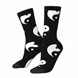 SEVEBJ Tai Chi Yin-Yang-Socken, Unisex-Crew-Socken, Baumwolle, gemütlich, lässig, Größe 32, Schwarz - 35, 3 Schwarz, Einheitsgröße