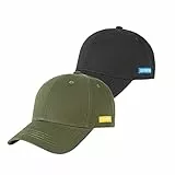 riverso Herren Cap RIVNoel 2er Pack Baseballcap Snapback Kappe Sport Verstellbare Outdoor Mütze Basic Einfarbig 100% Baumwolle Einheitsgröße Schwarz Grün, Größe:One Size, Farbe:Farbmix Uni 9