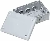 Kopp Abzweigdose Aufputz Feuchtraum, 102 x 152 x 65 mm, IP66, Verbindungsdose mit 10 Kabeleinführungen M25, grau, 351012047