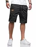 TARAINYA Kurze Hosen Herren Baumwolle Casual Shorts Herren Tunnelzug Elastische Sommer Chino mit Taschen D Kohlengrau L