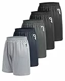 BOOJO Sportliche Herren-Shorts, schnelltrocknend, Basketball-Shorts mit Taschen, für Laufen, Freizeit, Sportbekleidung, 5 Stück