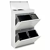ARREGUI Top CR621-B2 Mülltrennsystem aus Stahl mit Aufbewahrungsbox mit Deckel | 4 Fächer Mülleimer für die Küche | 23+11+17+17 L (68 L) |1 Extra Großer Eimer | 4 Fach Abfalleimer | weiß