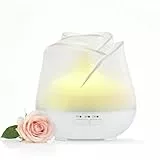 Earnest Living Rosen Aroma Diffuser – 150 ml Mini Ultraschall Diffusor für ätherische Öle – USB Duftlampe & Luftbefeuchter mit 7 Farben LED, Auto-Off, BPA-frei – Geschenkidee für Frauen – Matt weiß