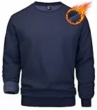 MAGCOMSEN Herren Sweatshirt Crewneck Arbeitspullover Basic Einfarbig Fleeceshirts Herren Lässig Sport Pulli Baumwolle Warme Trainingsshirt Wandern Trekking Shirt mit Rundhalsausschnitt Dunkelblau XL