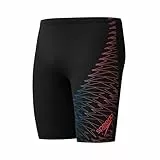 Speedo Herren Gala Lagenschwimmhose mit Logo | Schwimmtraining | Hochentwickeltes Material | Sportliches Design Schwimmbekleidung, Schwarz/Neon Coral, 30