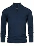 Indicode Herren Gore Pullover aus 80% Baumwolle mit Stehkragen | Strickpullover für Männer Navy, M