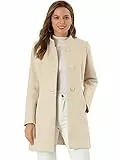 Allegra K Damen Wintermantel Mid-Long Stehkragen Einreiher Mantel Oberbekleidung, Beige, S