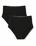 Dagi Women's Black 2 Pack High Waist Full Brief, Black,XS