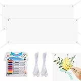 2 Set Groß Leeres Banner Selbst Gestalten, Blanko Lang Banner Personalisiert 180×60cm mit 2Pcs 6m Hängendem Seil und 8 Textilstifte in Verschiedenen Farben, Werbebanner zum Bemalen für Partyfeiern
