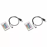 2 Stück RGB-LED-Controller, mit Kabellänge 0,5m, DC 5 V 24-Tasten-Fernbedienung, Dimmer-Controller für 5050 3528 5630 LED-Streifenlichter
