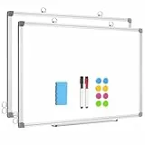 DOLLAR BOSS Magnetisches Whiteboard, 45X60CM Magnettafel Magnetpinnwand mit 2 Whiteboard Stifte, 8 Magnete and 1 White Board Radiergummi, für Schule & Küche und Büro, aufhängen, keine Bohrung, 2 Stück