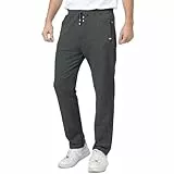 JustSun Jogginghose Herren Trainingshose Sporthose Herren Lang Freizeithose Baumwolle mit Reissverschluss Taschen Dunkelgrau XL