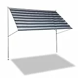 Angerer Freizeitmöbel GmbH Klemmmarkise Premium - Markise für Sonnenschutz - Montage ohne Bohren und Dübeln - ideale Balkonmarkise für Mietwohnungen (dunkelgrau gestreift, 300 cm)