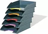 Durable Briefablage A4 (Varicolor) Ablagesystem mit 5 Fächern, Blauer Engel zertifiziert, anthrazit mit farbigen Griffzonen, 770557