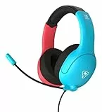Turtle Beach Airlite Fit Neon Blau und Rot Wired Gaming Headset Offiziell Lizenziert für Nintendo Switch, Lite und OLED – Flip-to-Mute Mic, Over-Ear Premium Komfort