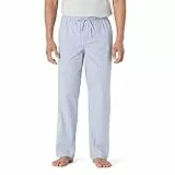 Amazon Essentials Herren Pyjama-Hose aus Baumwollpopeline in gerader Passform mit elastischem Bund und Kordelzug, Kornblumenblau Thin Stripe, L
