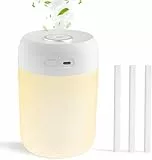 kissleaf 650ML Mini Luftbefeuchter für Schlafzimmer/Kinderzimmer/Pflanzen, 8H Lange Laufzeit 28dB Silent Air Humidifier Type-c Akku Elektrisch Raumbefeuchter(Warmes Licht)