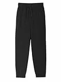 Haloumoning Trainingshose Jungen Regular Fit Kinder Leichte Jogginghose Einfarbig Sporthose Casual Freizeit Hosen mit Elastischem Bund und Taschen, Schwarz,7-8 Jahre