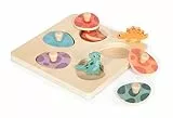 small foot Setzpuzzle und Memo „Dino“ aus FSC 100%-zertifiziertem Holz, Memo mit 6 Puzzleteilen, ab 12 Monaten, 12649