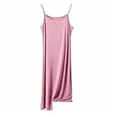 Generisch Nachthemd Damen Sommerkleid Ärmelloses Locker Nachtkleid Weich Bequem Nachtwäsche Lockere Passform Spaghettiträger Negligee Einfarbig Loungewear Große Größen Schlafhemd Schlafshirt