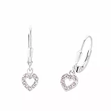 Prinzessin Lillifee Ohrhänger 925 Sterling Silber Mädchen Kinder Ohrschmuck, mit Zirkonia synth., 2,1 cm, Herz, Kommt in Schmuck Geschenk Box