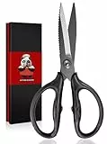 SHAN ZU Küchenschere Robust, Japanische Schere Küche aus 5Cr15MoV Edelstahl, 21 cm Scharfe Haushaltsschere für Geflügel/Kräuter/Hühnchen mit Geschenkbox, Spülmaschinenfeste, Schwarz Titanbeschichtet