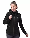 33,000ft Damen Softshelljacke Wasserdichte Winddichte Funktionsjacke Atmungsaktive Übergangsjacke Leichte Fahhradjacke mit Kapuze Windbreaker zum Laufen, Radfahren, Wandern，Schwarz 38