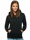 OZONEE Damen Kapuzenpullover Sweatjacke Sweatshirt Farbvarianten Kapuzenjacke Kapuzenpulli Kapuze Langarm Hoodie Sport Style Casual Fitness Training Basic JS/W02Z SCHWARZ M